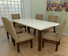 Mesa Berlim 160x90 c/Pés c/6 cad. Berlim